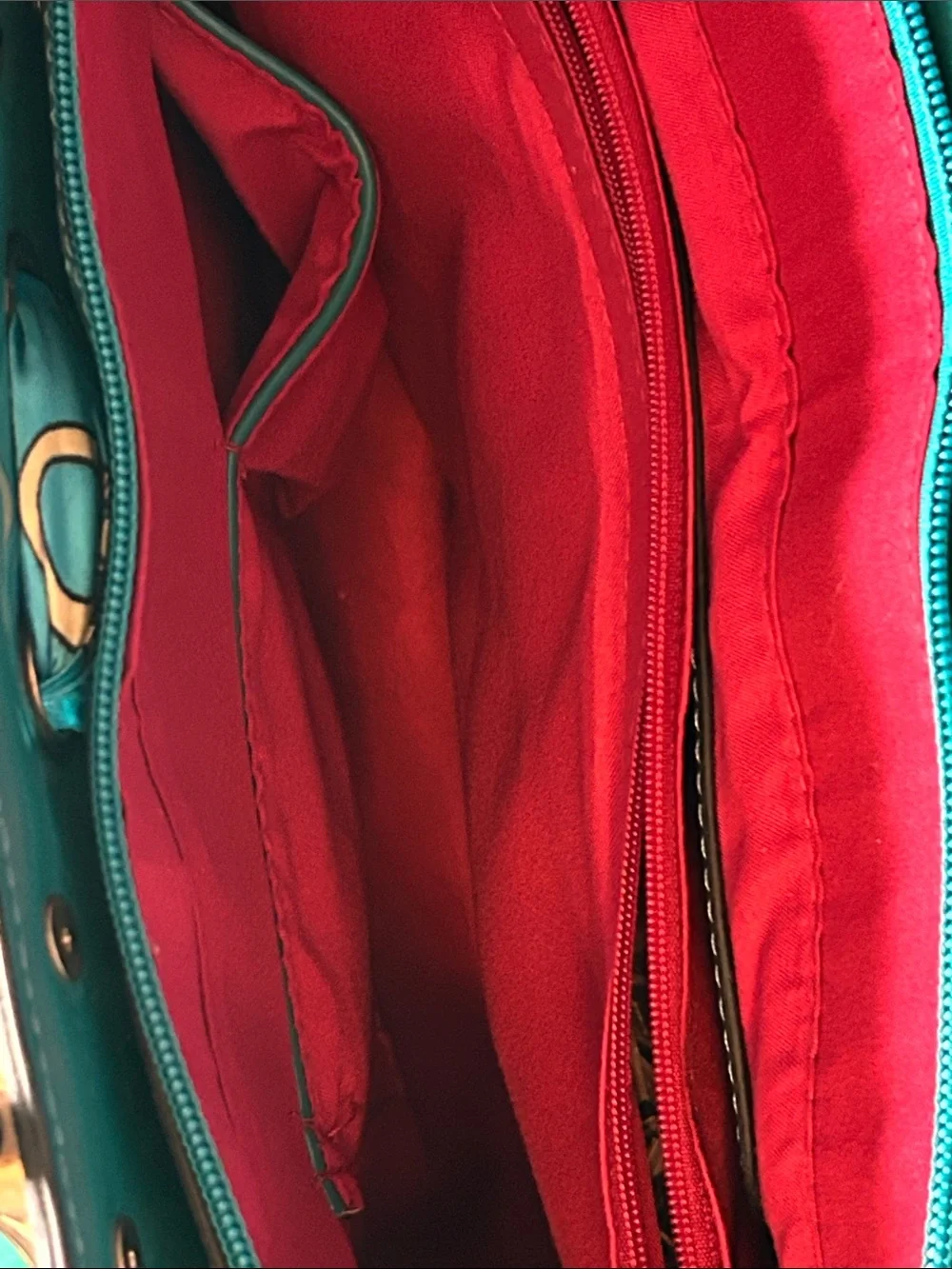 Patent Teal Tote Bag with Scarf Accent